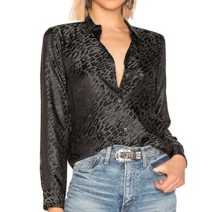 Equipment Arwen Leopard print black silk blend shirt